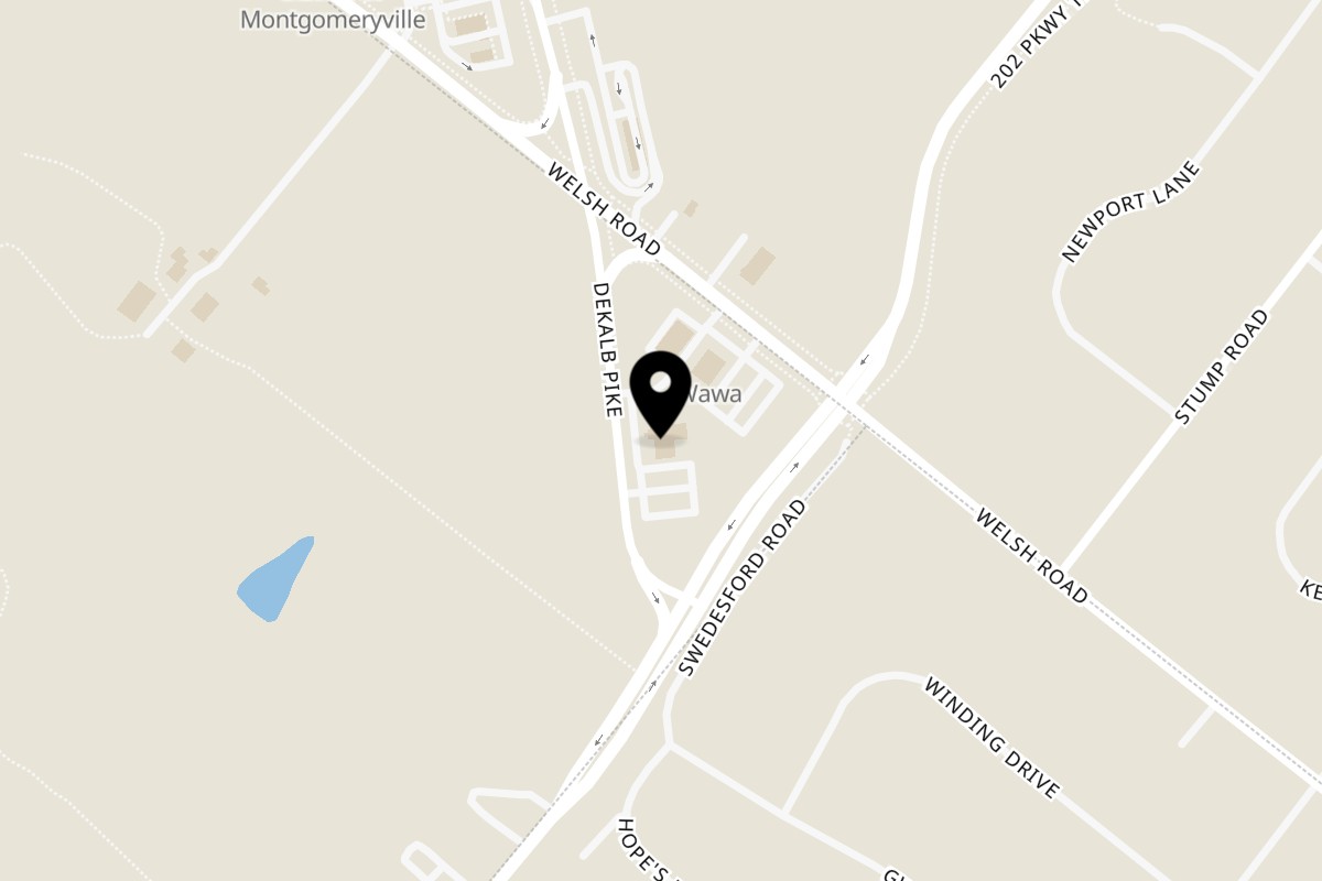 Map showing the location of Bacco Italian on 587 Dekalb Pike in North Wales